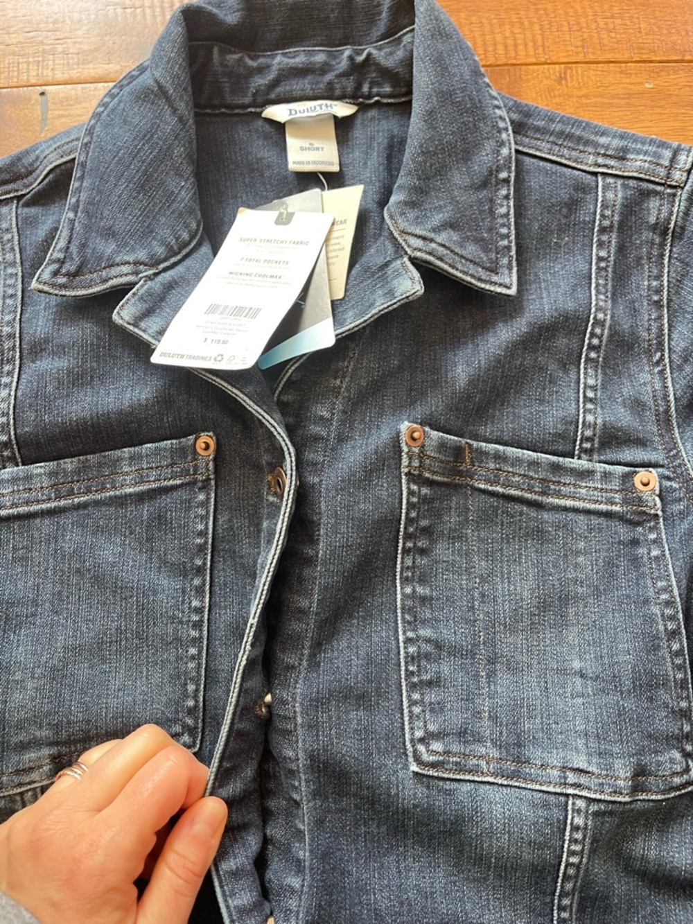 Duluth Trading Double Flex Denim COOLMAX Coverall Women 6 Short Stretch Workwear - Picture 11 of 16